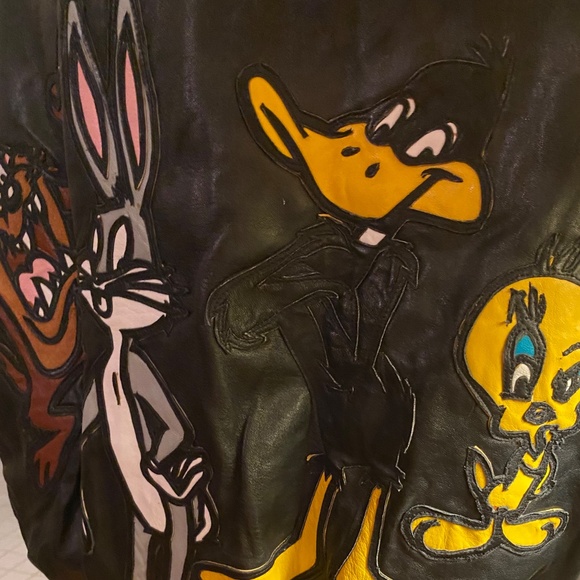 Vintage Looney Tunes Leather Bomber Jacket - Picture 7 of 14